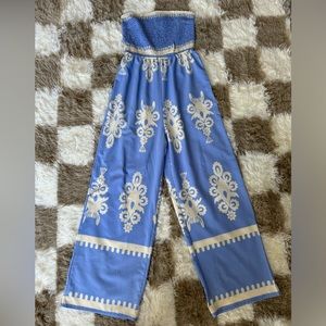 Strapless wide leg Brady suit